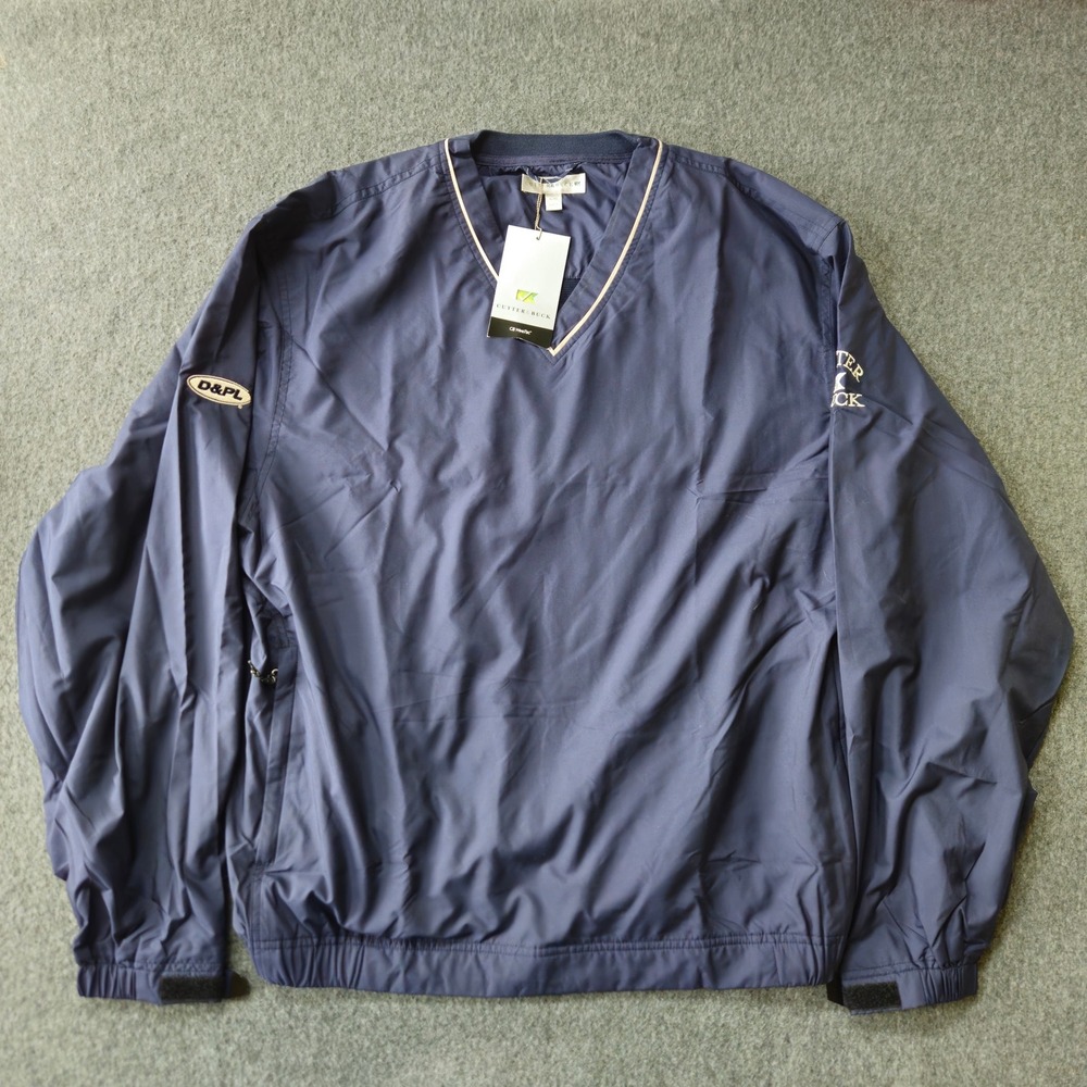 New CUTTER & BUCK Navy Blue Windbreaker Tech V-Neck Golf Gorpcore Performance XL